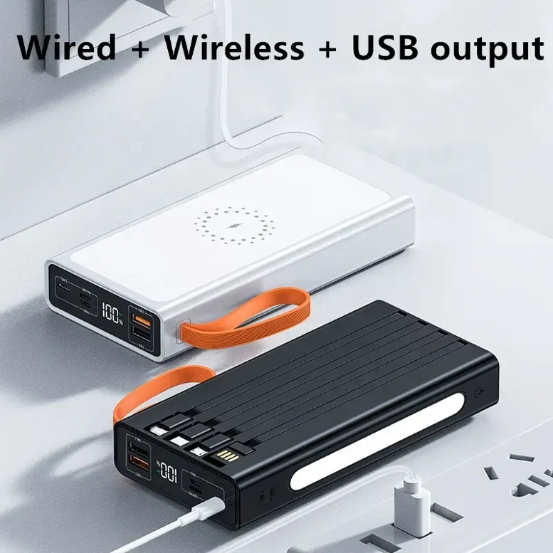 MEGA PROMOTION POWERBANK 20000mAh + 4 CABLES INTEGRE+ CHARGE SANS FIL